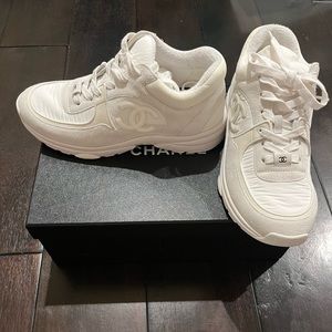 Chanel sneakers new in box never worn all white